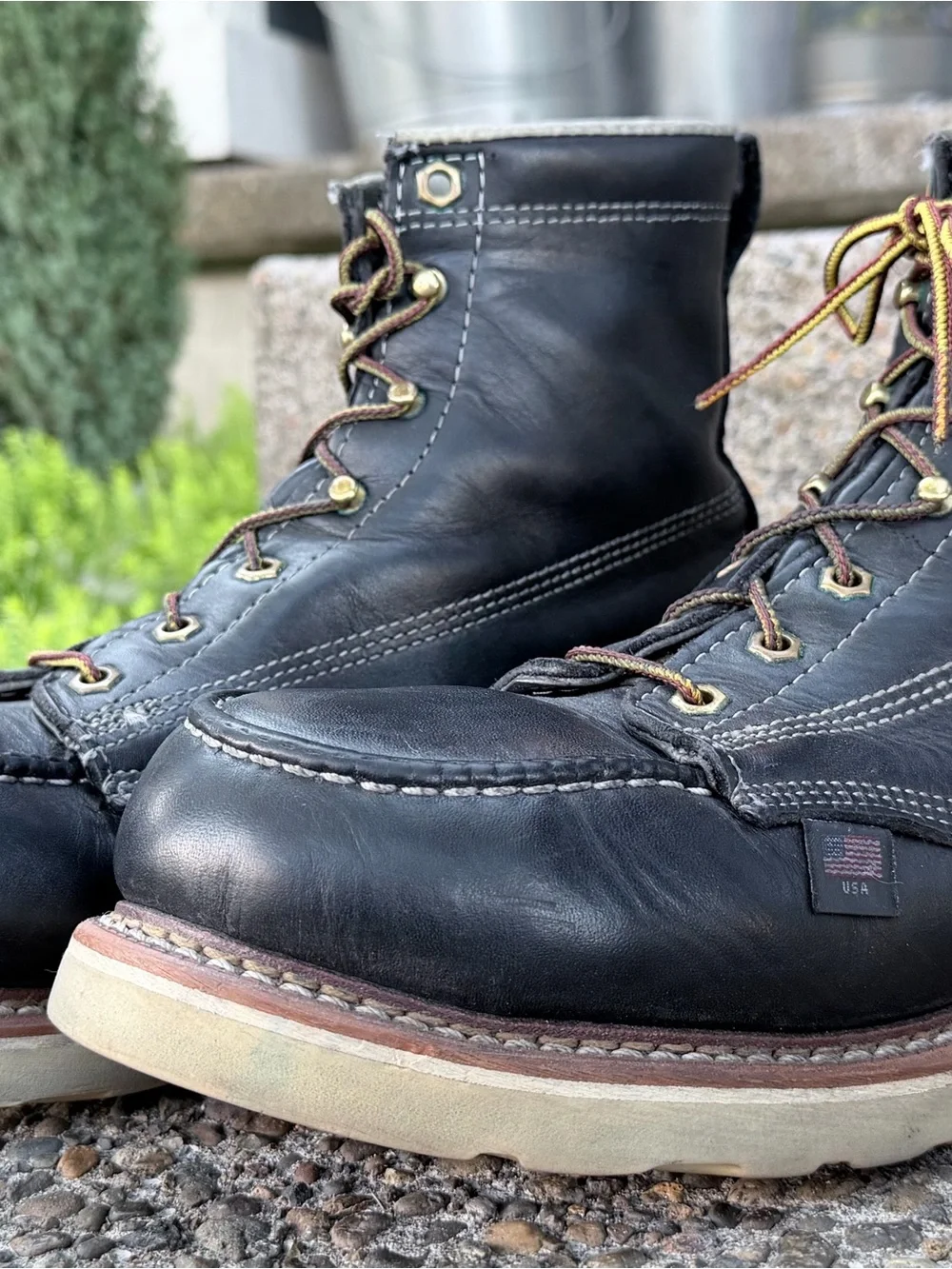 Classic Black Thorogood Moc Toe Men's steel Toe Work Boots